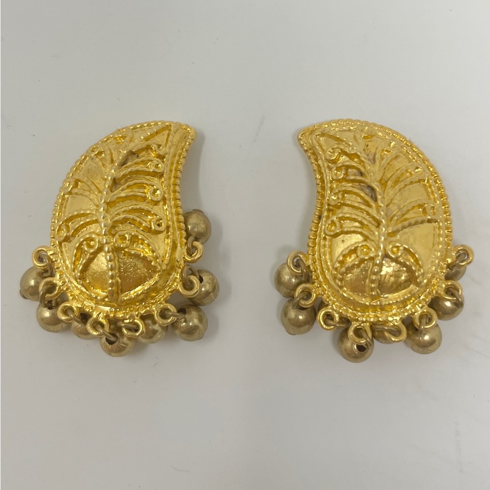 Kenneth Jay Lane Indian-Inspired Leaf Clip-On Earrings *FINAL PRICE*